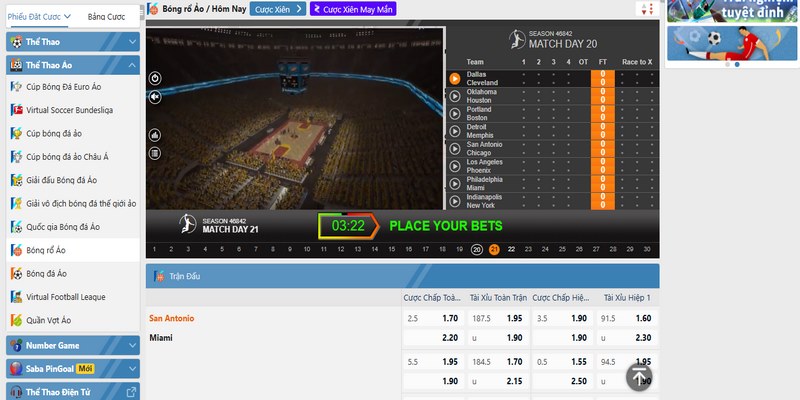 Bóng rổ ảo Bet168vn