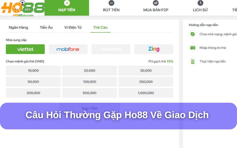 Quy định nạp rút tiền